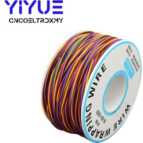 One Roll 8 Colors 30AWG Wire Wrapping Wire, Tinned Copper Solid, PVC insulation, Electronic Conductor Wire Connector