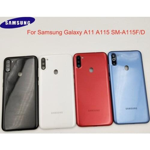 Original Samsung Galaxy A11 A115 A115F Plastic Back Battery Cover Rear Door Housing For Samsung A 11 Replacement With Camera Len
