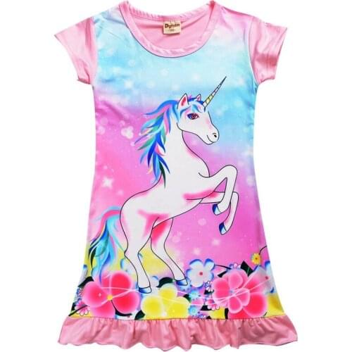 Little girl Unicorn Dress Cartoon Birthday Party Dresses Summer Soft Kids Dresses For Girls dress up