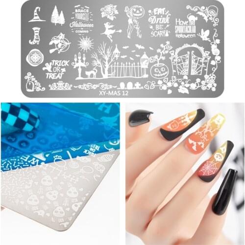 Buy In Bulk Pay One Shipping Fee ONLY) 1 Piece Stamping Halloween Skull DIY Nail Template Nail Art Transfer Printing Plate Tool