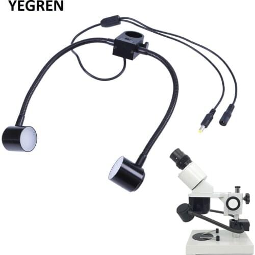 Industrial Microscope Double Tube LED Light Source 22/25/32mm Mounting Illuminator Brightness Adjustable Supplement Lighting