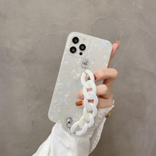 12 Pro Luxury Glacier Marble Case for iPhone 11 Pro Max XR X XS SE 2020 7 Plus 8 Clear Silicone bracelet Glitter Holder Cover