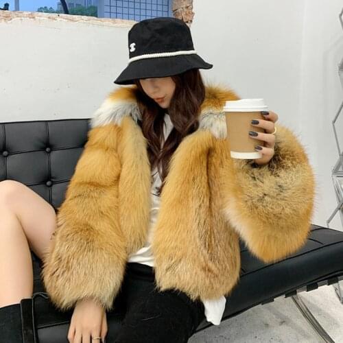 Luxury New Design female Winter Fluffy Natural Real Fox Fur Coat Women thick outwear Jacket