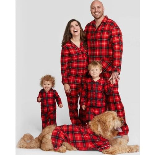 Christmas Family Matching Pajamas Mother Daughter Father Son Clothing Set Women Girls Boys Red Striped Sleepwear Family Look
