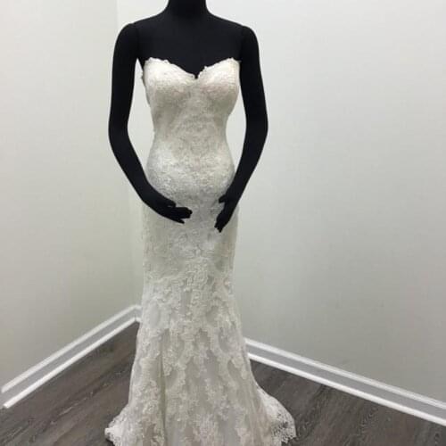 Mermaid Wedding Gowns for Bridal 2021 with Chapel Trrain Lace Wedding Dress Plus Size Zipper Sleeveless White Robe Mariee