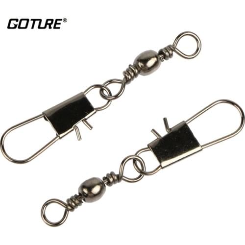 Goture 200pcs/lot Fishing Swivel Fishhooks High Carbon Steel Barrel Swivel With Interlock Snap Fishing Hook All for Fishing