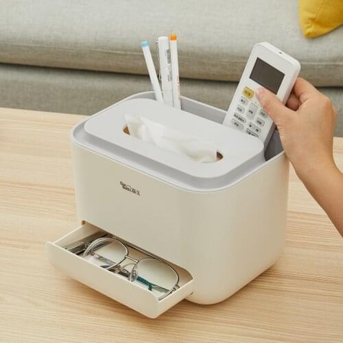 Desktop Tissue Box Household Living Room Restaurant Coffee Table Multi-function Paper Extraction Box Remote Control Storage