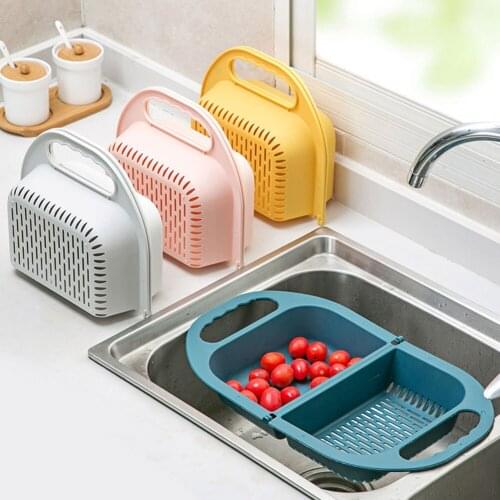 Foldable Filter Drainer Foldable Household Multi-function Kitchen Sink Kitchen Plastic Fruit and Vegetable Storage Basket