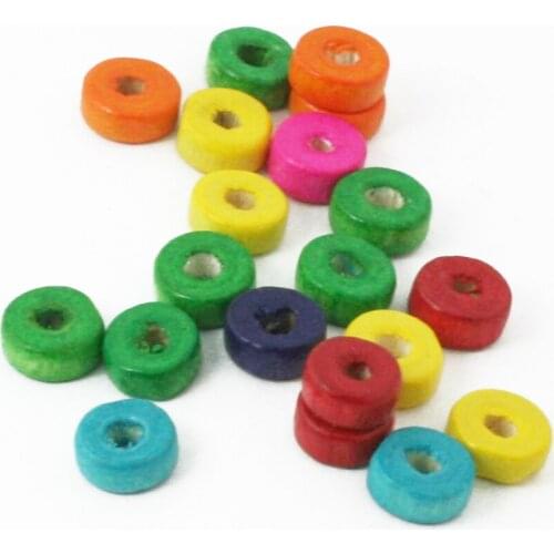 Random Mixed Color Donut Coconut Wood Beads Dyed Flat round DIY Beads 4*8mm for Jewelry Making BTE062-01MX