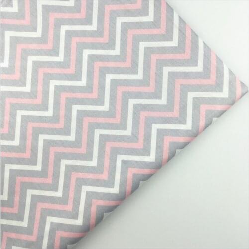 Syunss,Pink Gray White Waves Printed Cotton Fabric DIY Tissu Patchwork Telas Sewing Baby Toy Bedding Quilting Cloth Craft Tecido