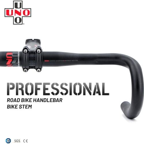 UNO Road Bike Handlebar Set 380/400/420/440mm Ultralight Bike Handlebar Stem 7 Degree 31.8 Road Bicycle Stem Bicycle Power Parts