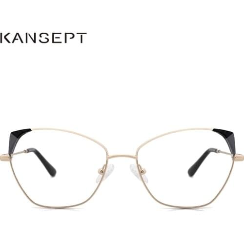 KANSEPT Women Optical Glasses Frame Stylish Myopia Prescription Eyeglasses Frame New Cat Ear Polygon Women Eyewear MS8128