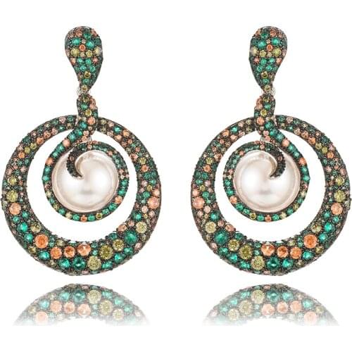 LARRAURI Charms Imitation Pearl AAA Cubic Zirconia Drop Earrings For Women Luxury Wedding Party Ear Earrings Jewelry Accessories