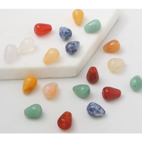 10Pcs Natural Agate Beads Charm Aventurine Loose Beads Drop Beads for Necklace Earrings Bracelet DIY Jewelry Accessories