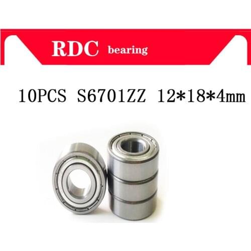Free Shipping 10PCS ABEC-5 S6701ZZ high quality S61701Z S6701 bearing S6701-2Z 12*18*4 mm ultra-thin stainless steel bearing