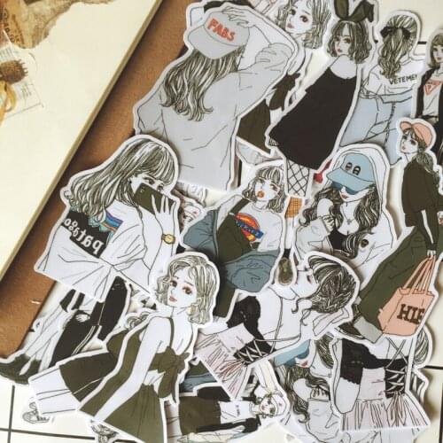 27PCS Fashion girl Stickers Crafts And Scrapbooking stickers book Student label Decorative sticker kids toys