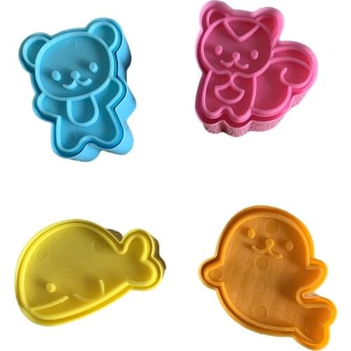 4Pcs/set Cute Little Dolphin Seal Squirrel Bear Sandwich Cookie Mold Cutters Cutter Cookie Cake Decorating Moulds Tools