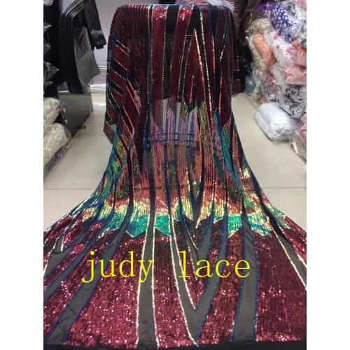 5 colors mixed with sequins twisted stripes embroidery magic effect fabric used in dress stage fashion design YAYUE07