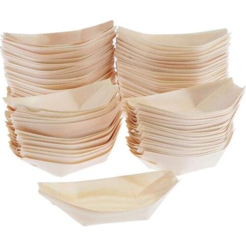 Promotion - Party Wedding Supplies, 180mm Disposable Sushi/Salad/Dessert Bowl Pine Wood Boat, 50/Pack