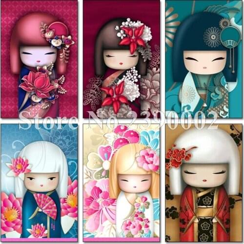 Diamond Mosaic Cute Dolls Cross Stitch Diamond Embroidery Needlework Diy Diamond Painting Full Kits Japanese Christmas Gifts