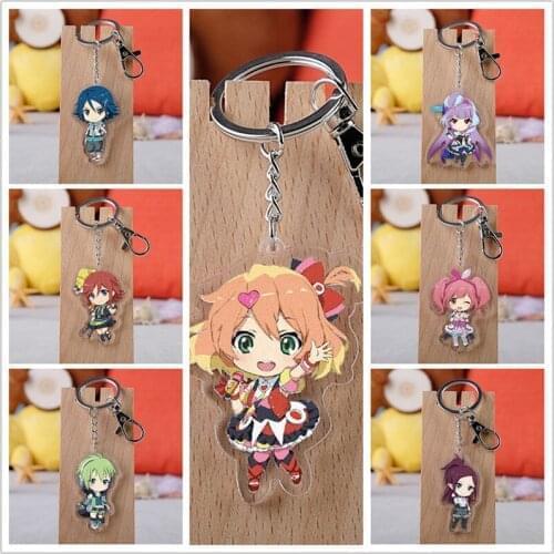 Anime Macross Model Doll Acrylic Keychain Keyring Toy Misa Minmay Hikaru Roy Figure Pendant Double sided Key Ring