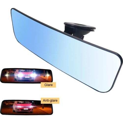 Anti-glare Curved Rear View Mirror Universal Auto Car Truck Interior Rearview Mirror 360 Adjust Wide-angle Suction Blue Mirror