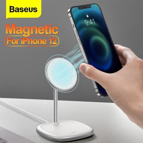 Baseus 15W Magnetic Wireless Charger For iPhone 12 Pro Max Fast Charging Pad Phone Holder For iPhone 12 Adjustable Desktop Stand