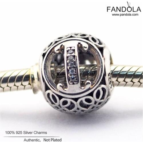 Letter I Beads 925 Sterling Silver Alphabet Vintage Charm for Jewelry Making Fits Women Charms Silver 925 Original Bracelets