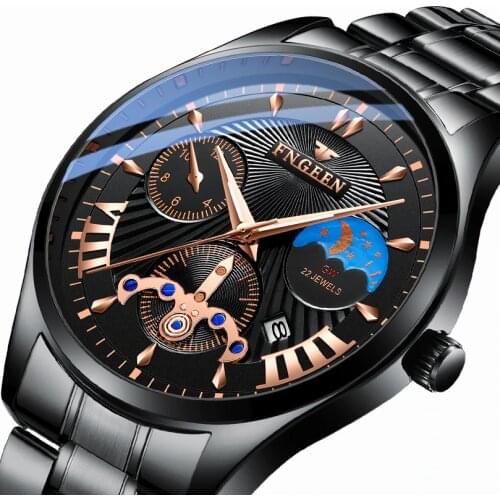 Luxury Fashion Stylish Men Watch Bussiness Calendar Luminous hands Quartz Wristwatch Moon and Star Watch Men Relogio Masculino
