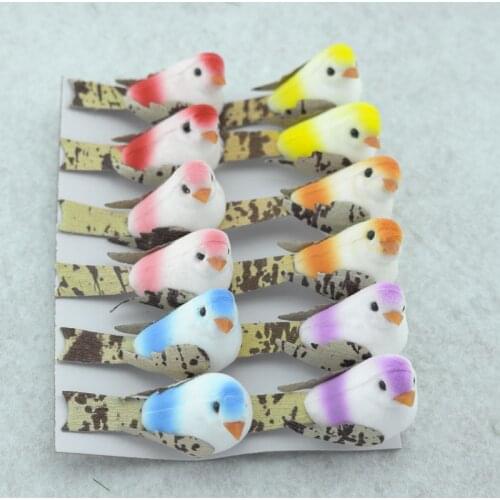 12PCS/lot Fake Craft Birds Artificial Foam Birds Cute Ornaments Home Wedding Party Decorative Handicraft DIY Gift Box Wall Craft