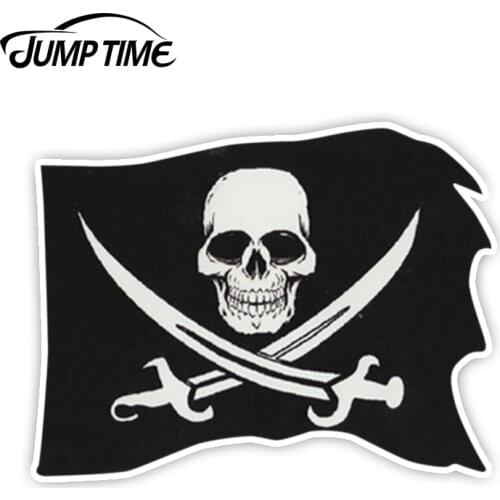 JumpTime 13cm x 9.9cm For Bumper Stickers PIRATE FLAG Skull and Crossbones Swords Funny Sticker Car Truck Window Car Accessories