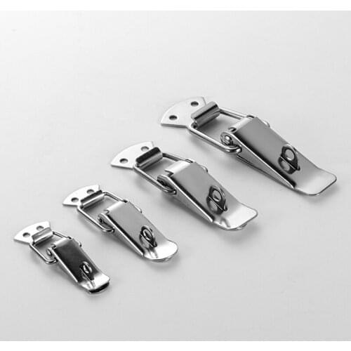 2PC 304 stainless Cabinet Box Locks Spring Loaded Latch Catch Toggle Iron Hasps For Sliding Door Window Furniture Hardware