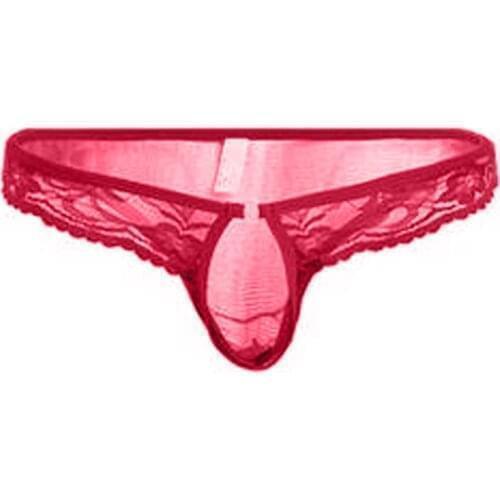 Hot Men Lingerie Floral Lace Mesh Semi See-through Briefs Bikini Underwear See-through Underwear Underpants with Elastic Penis