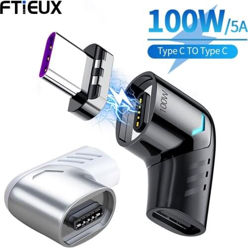 Mini 100W Magnetic USB Type C Adapter Type-C To USB C Elbow Magnet USB-C Fast Charge Connector For Macbook Notebook Pro Huawei