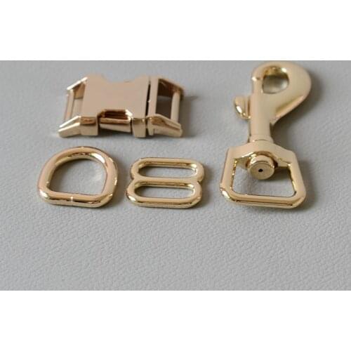 1 set 15mm Metal 8 button belt straps slider breakaway side release buckle spring hook diy dog collar leash sewing accessories