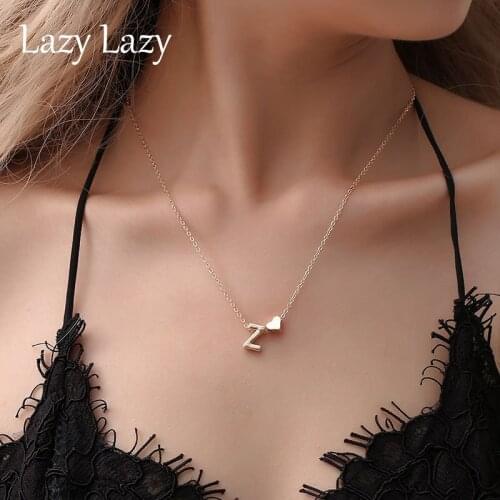 Fashion Tiny Heart Dainty Necklace Initial Individuality Letter Name Choker Necklace For Women Pendant Jewelry Accessories Gift