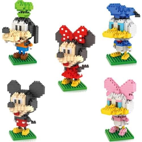 Disney diy nanobrick cartoon figures Minnie Mickey Mouse micro diamond blocks Daisy Donald Duck build brick Goofy toy for kids