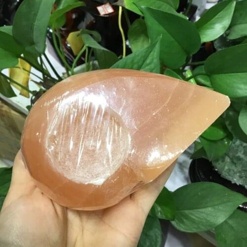 Natural Oranger Selenite candlestick candleholder Conch shaped Mineral Stone for Decoration