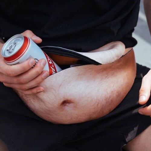 Do Not Miss Drop ship 3D Belly Pockets PU Novelty Men Beer Belly Waist bag Travel Phone Anti-theft Organizer Waist package