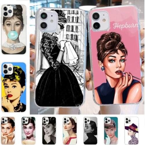 YNDFCNB Audrey Hepburn Novelty Phone Case for iPhone 8 7 6 6S Plus X 5S SE 2020 XR 11 12 mini pro XS MAX