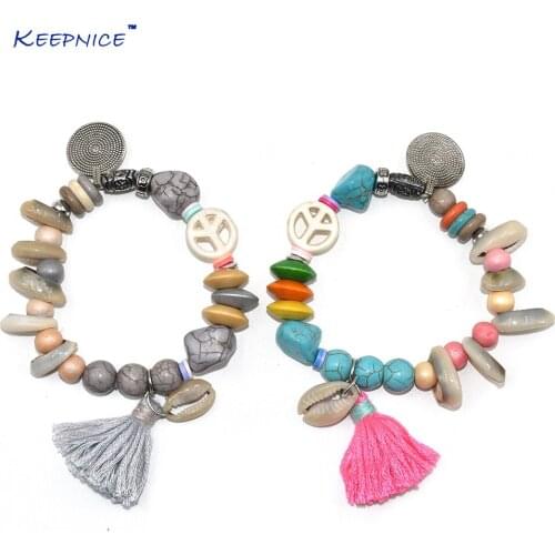 New Bohemia Sea Beach Shells Bracelets Colorful Tassels Charm Bracelet Boho Stone Beads Bangle Bracelets