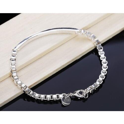 New charm 925 sterling silver Bracelet for woman man Classic Strip lattice chain Wedding party Christmas Gifts fashion Jewelry
