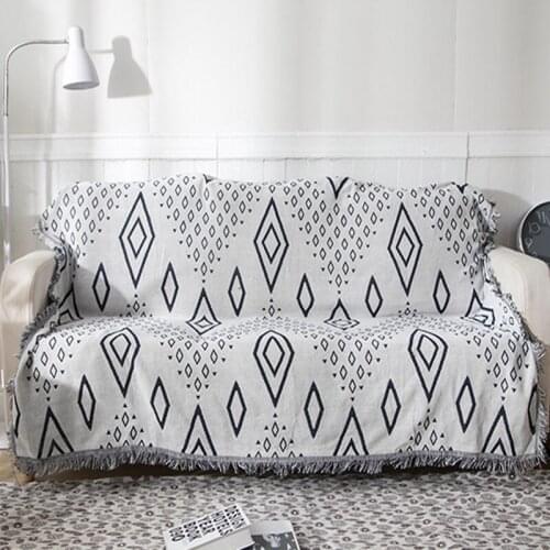 Bohemian Sofa Throw Blanket Knitted Thicken Nordic Style Double Sided Decorative Chair Couch Towel Dust Cover for Travel Bedding