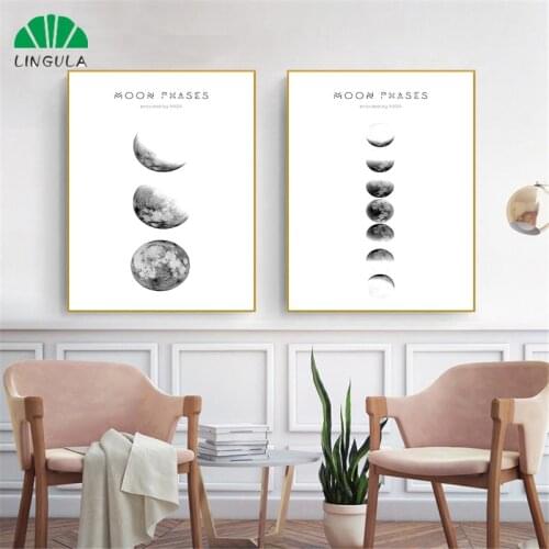 Maison Nordic Poster Moon Phases Canvas Painting Black White Wall Art Moon Eclipse Wall Pictures for Living Room Decoration