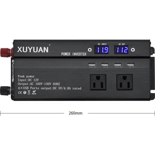 2020 hot sale 4000W Power Inverter DC 12V to AC 110V 220V Converter With 4 USB Charging Ports Car Charger Adapter