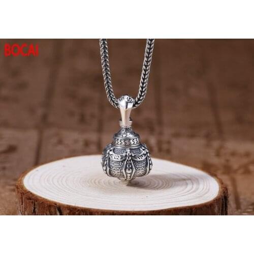 Real 925 sterling silver vintage Thai silver crown silver pendant can hold things Shurangama curse box pendan