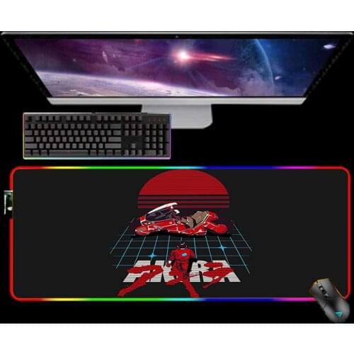 RGB Anime AKIRA Mouse Pad 90X30 Game Girl Mousepad Keyboard Mat LED Mause Pad Rubber No-slip with Backlit Tapis De Souris 25X35