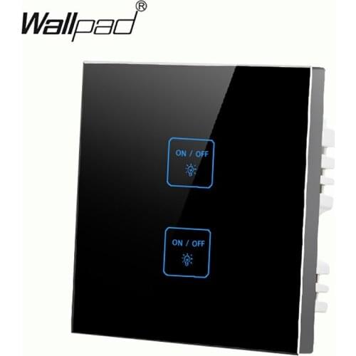 Luxury 2 gangs 2 way LED Black Glass touch light switch Free Customize Button Smart wall touch switch Free Shipping