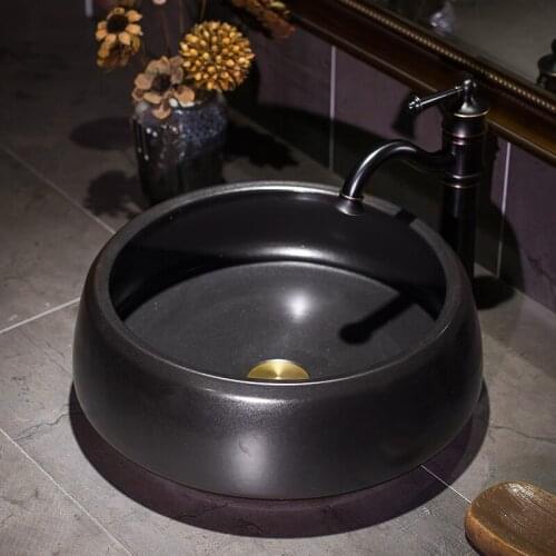 Handmade Europe Vintage Style Lavobo Ceramic Bathroom Countertop Bathroom Sink ceramic wash basin black