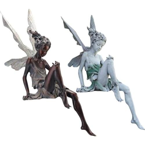 Turek Sitting Fairy Statue Garden Ornament Resin Craft Landscaping Yard Kawaii Decoration Accessories Supplies Tool